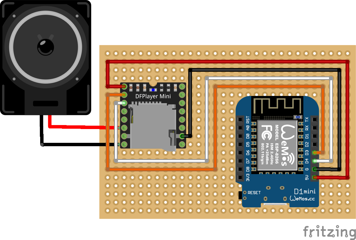 Steckplatinenbild mit dem DFPlayer Mini