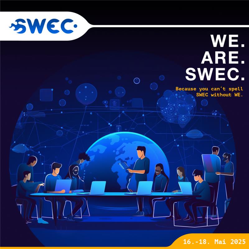 Werbebanner des SWAC 25 mit dem Spruch "WE. ARE. SWAC."